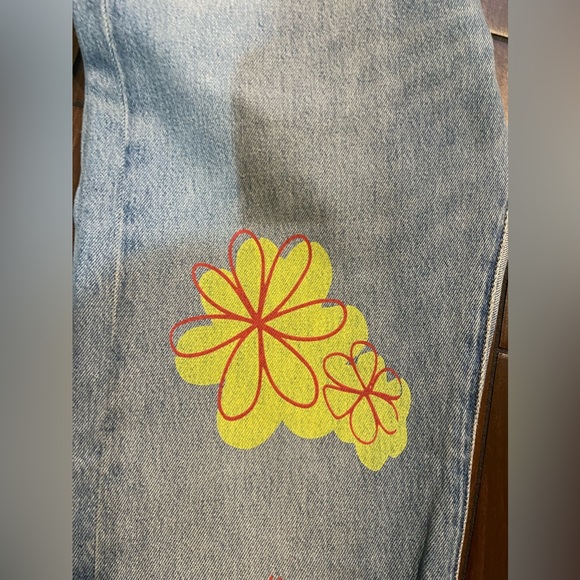 NWT Levi's Premium 501 Jeans Men’s Hippie Love Peace Groovy Flowers - Picture 5 of 14